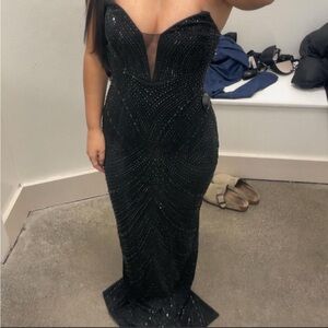 NWT Windsor Strapless Black Beaded Gown size xs prom dress